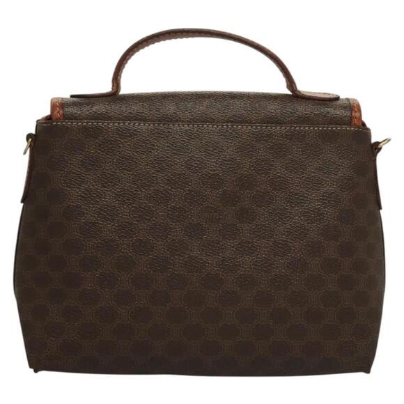 CELINE Macadam Canvas Hand Bag Pvc Leather Brown Gold - Picture 3 of 12